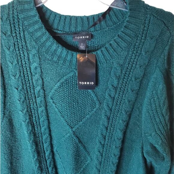 Torrid At the Knee Cotton Acrylic Cable Dress, Botanical Garden, NWT, 2X - Picture 2 of 6